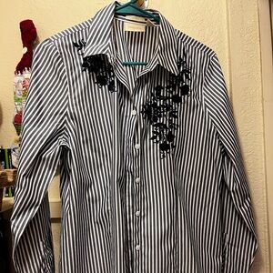 Chico's Striped button up long-sleeve shirt